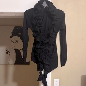Mystree Black Ruffled Cardigan